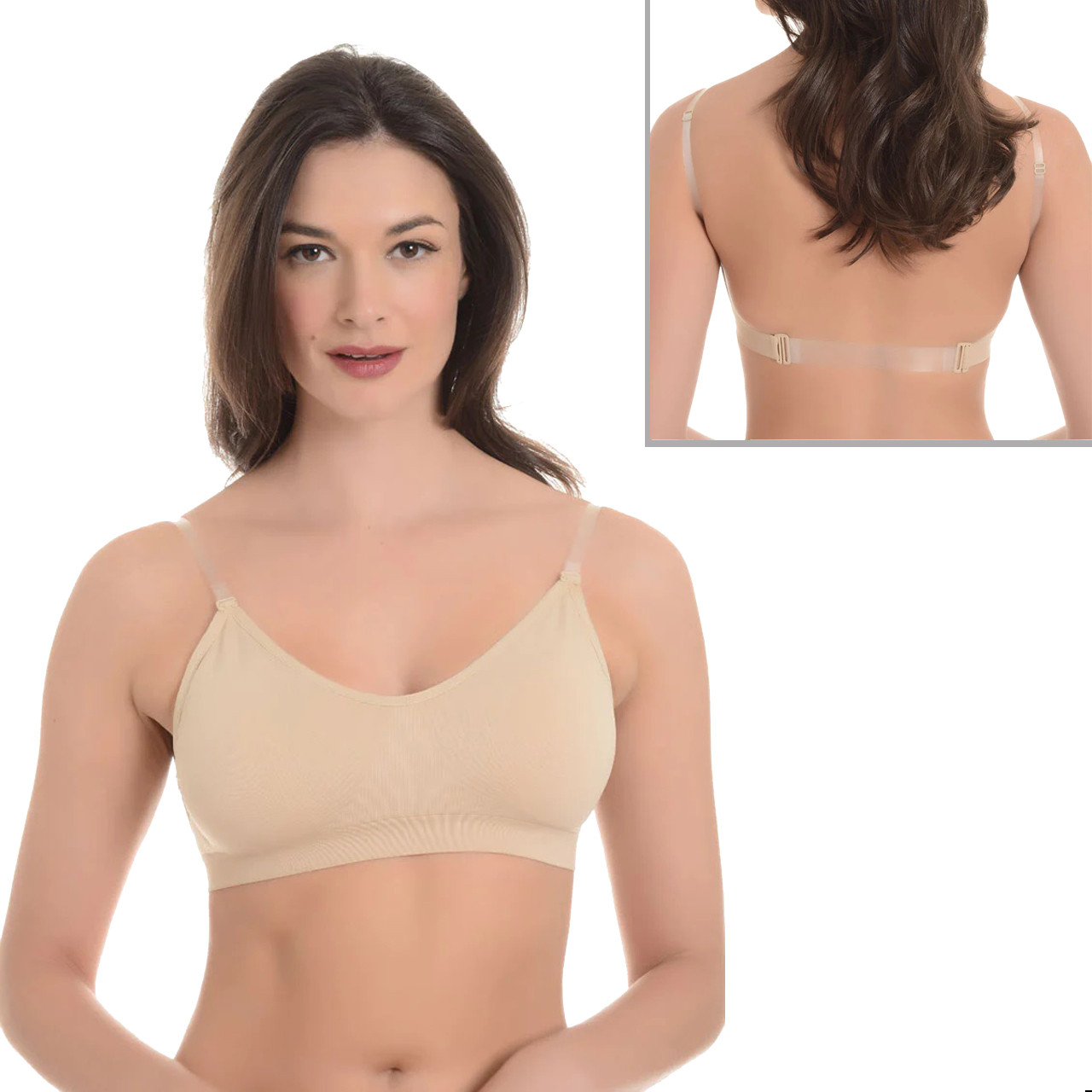 3683 Seamless Bra with Clear Back Strap and Adjustable Shoulder