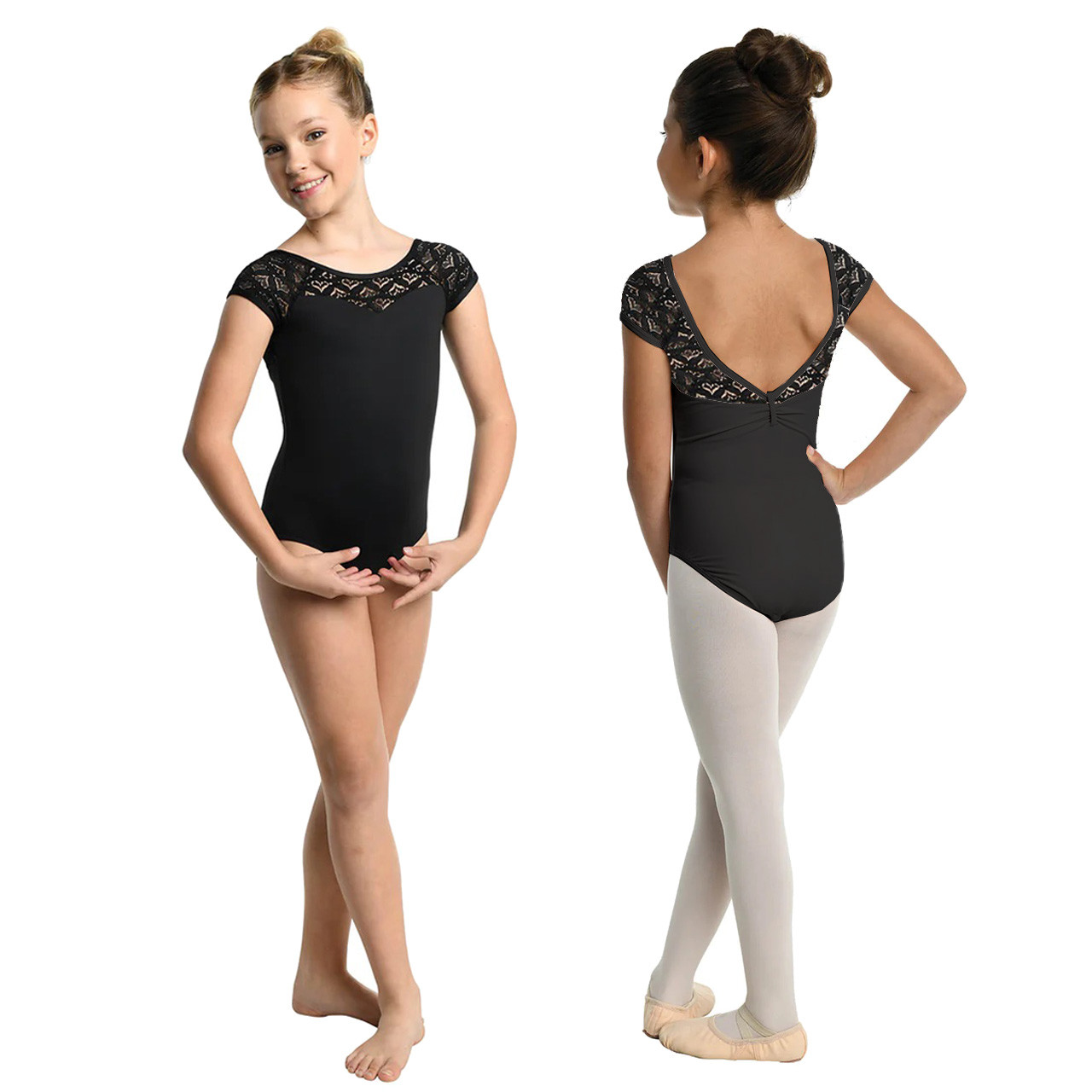 23107C Children's Nicolette Heart Lace Cap Sleeve Leotard