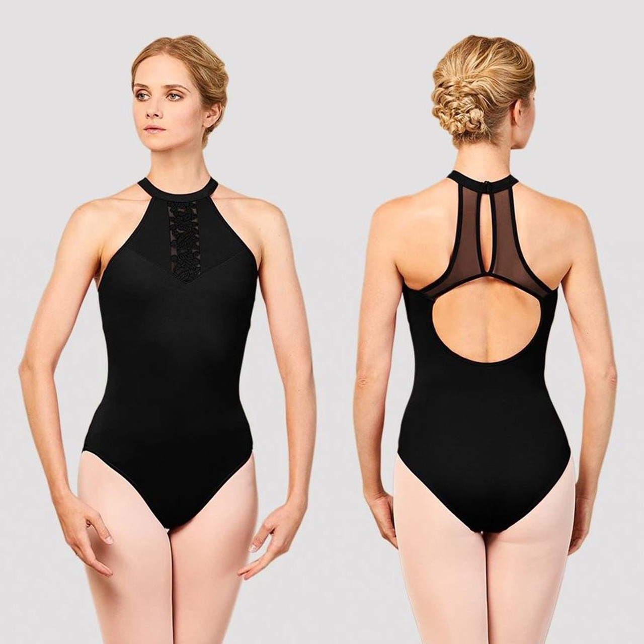 Child X-Large (14) Nala Halter Neck Open Back Leotard - Black