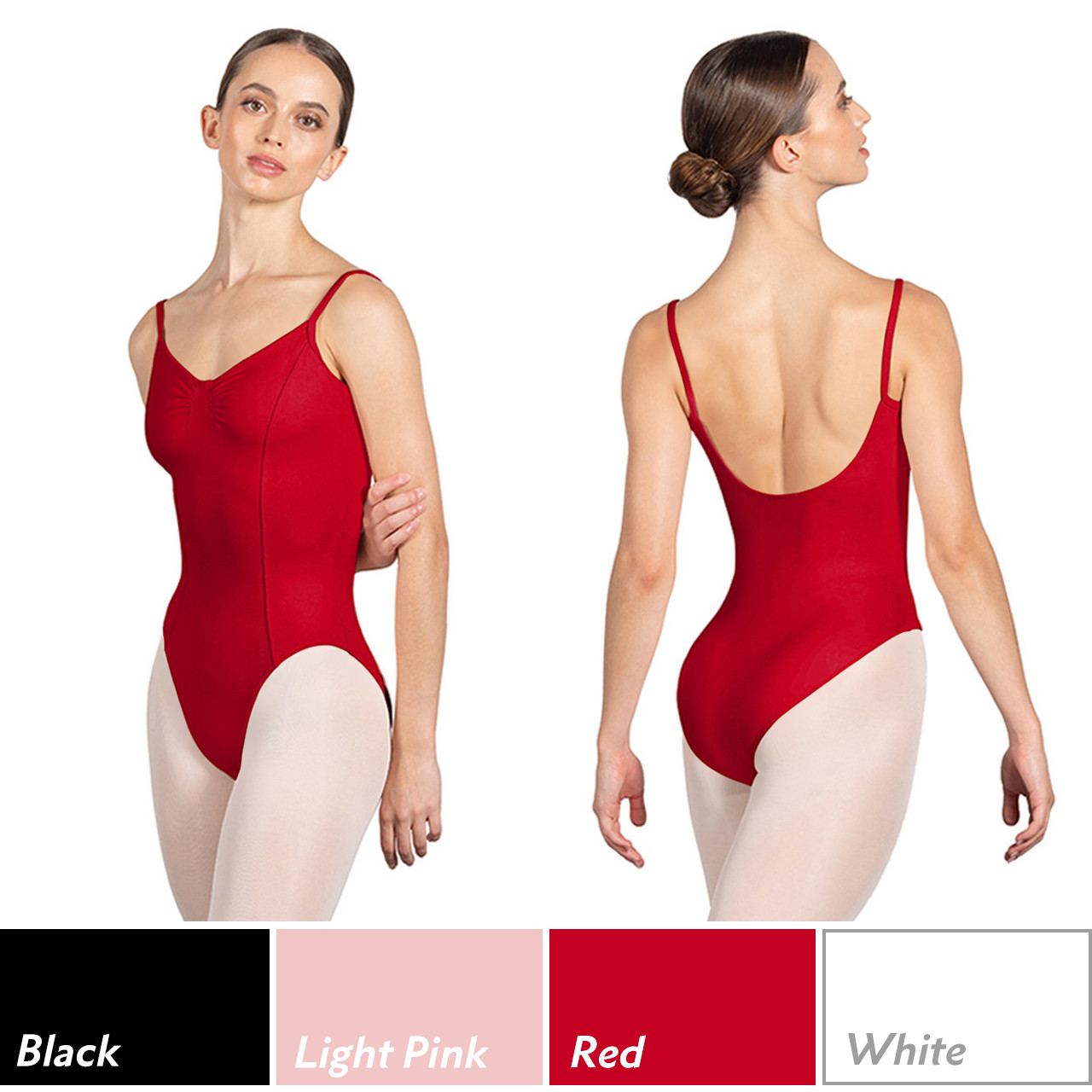 L4267 Ella Gathered Detail Camisole Leotard with Princess Seams