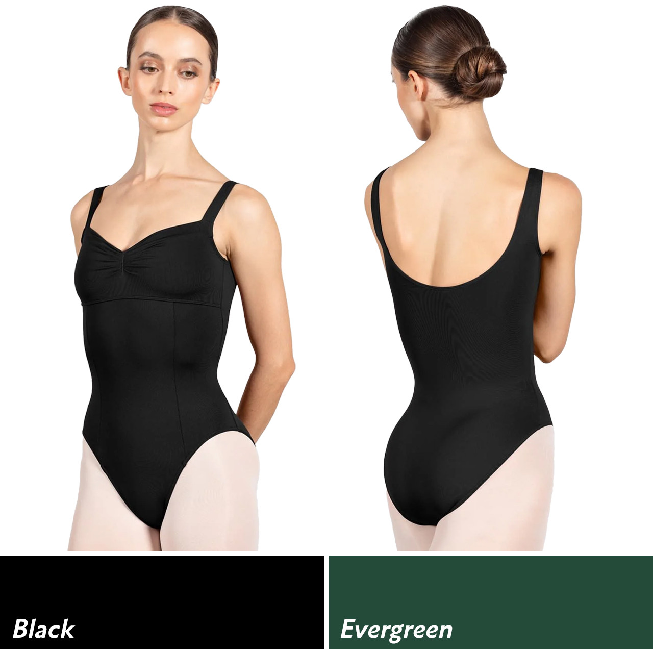 L4265 Ava Tuck Detail Scoop Back Tank Leotard with Empire Waist