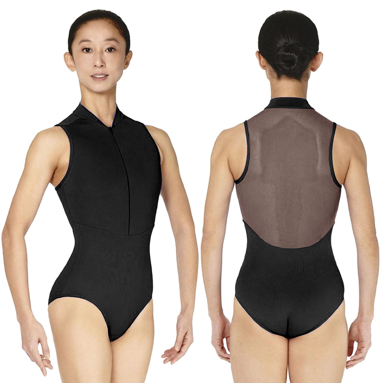 Adult X-Small Chane Zip Front Mesh Back Leotard - Lindens Dancewear