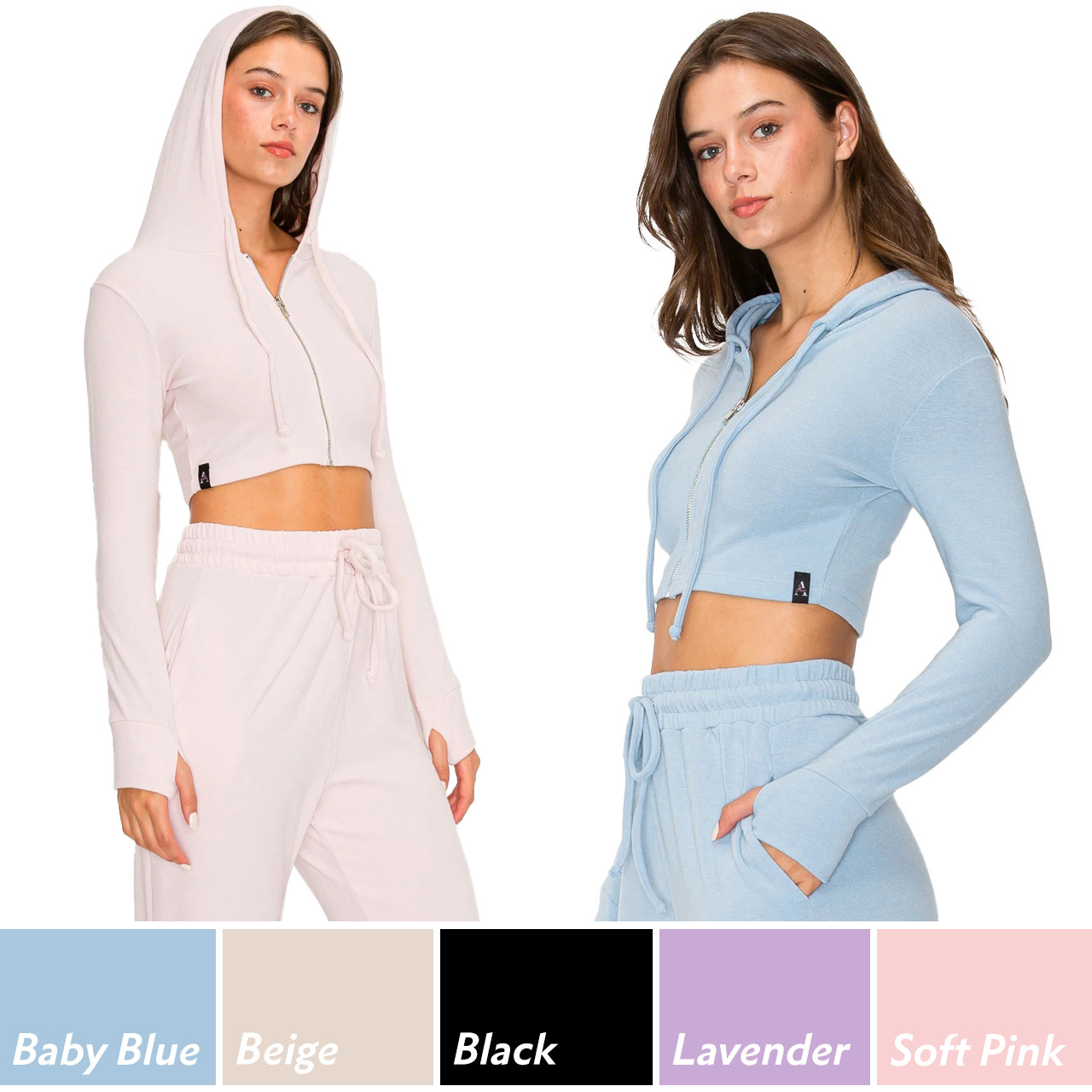 AT010 Anna Crop Zippered Hoodie Warm-Up Sweater - Lindens Dancewear