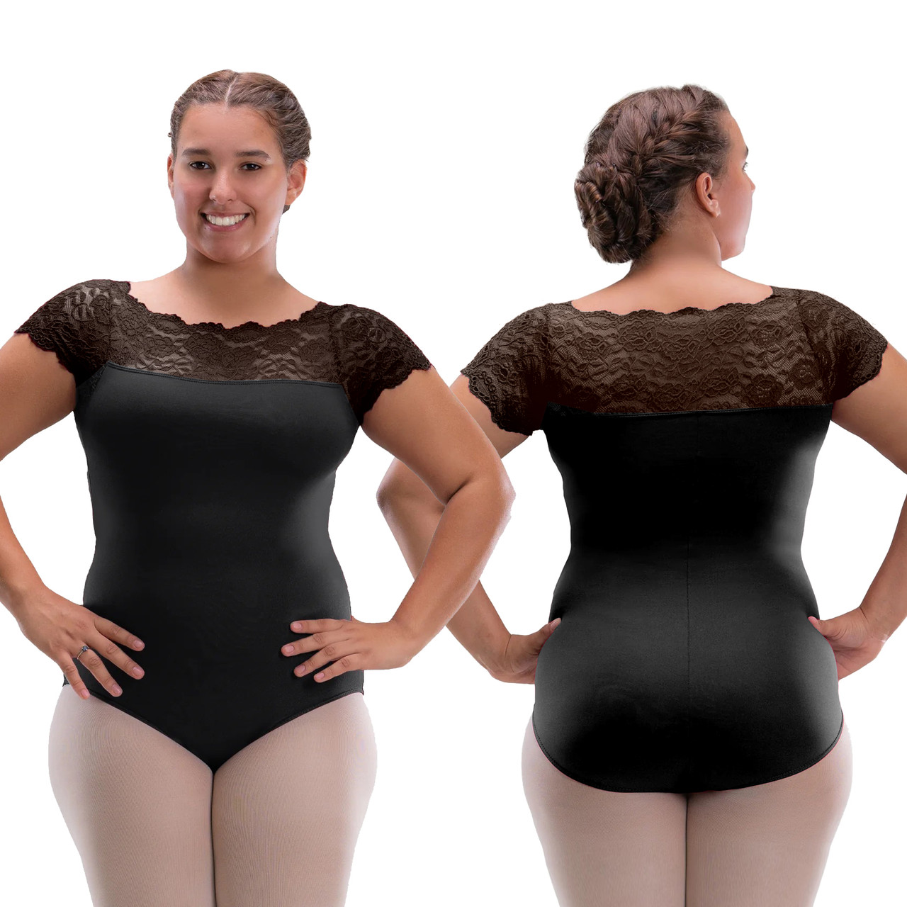 SL196 Tricia Curvy Lace Cap Sleeve Leotard - Lindens Dancewear