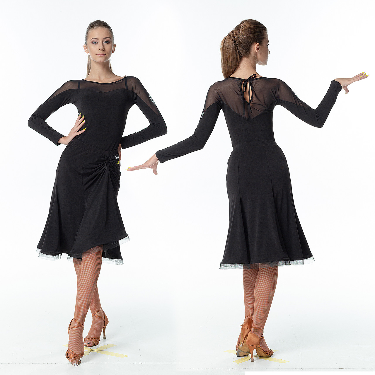 BL152 Long Sleeve Ballroom Practice Dance Top with Mesh Neckline BL152 Long Sleeve Ballroom Practice Dance Top with Mesh Neckline