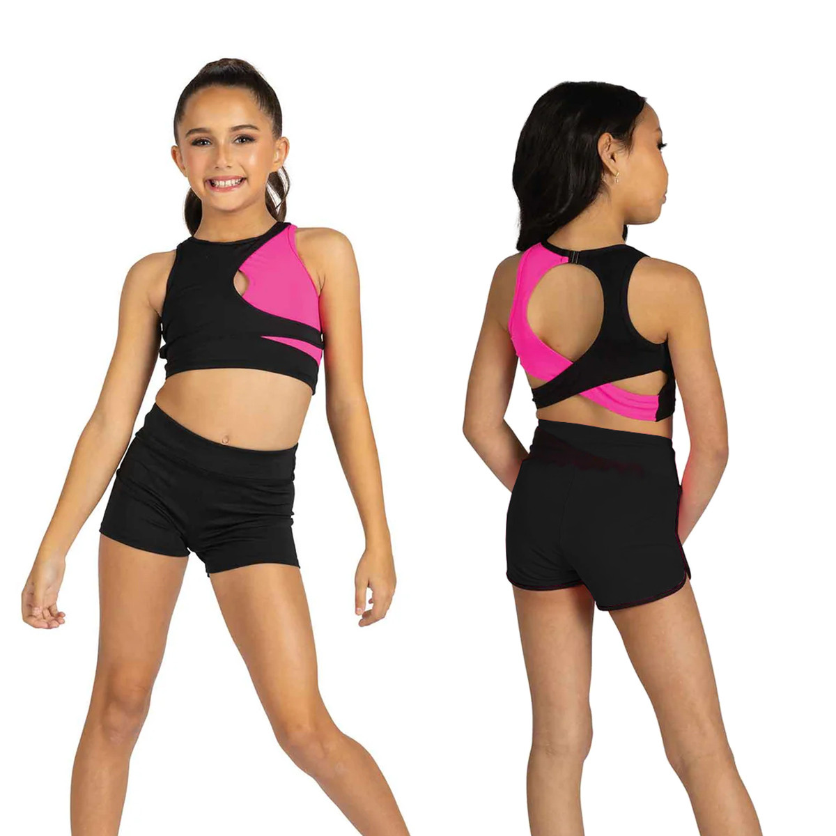 25300C Children's Lulu Two Tone Keyhole Crop Top - Lindens Dancewear