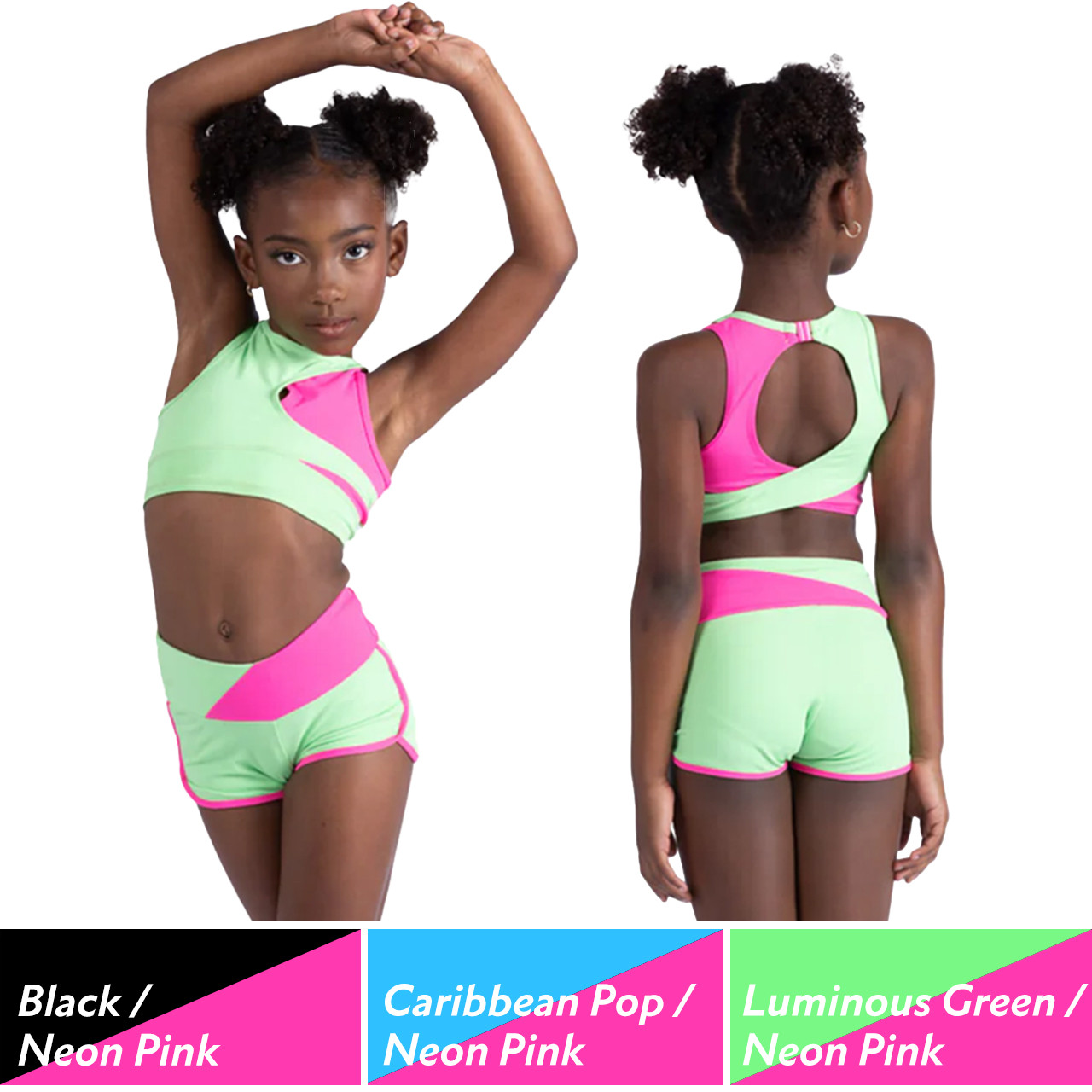 25300C Children's Lulu Two Tone Keyhole Crop Top - Lindens Dancewear