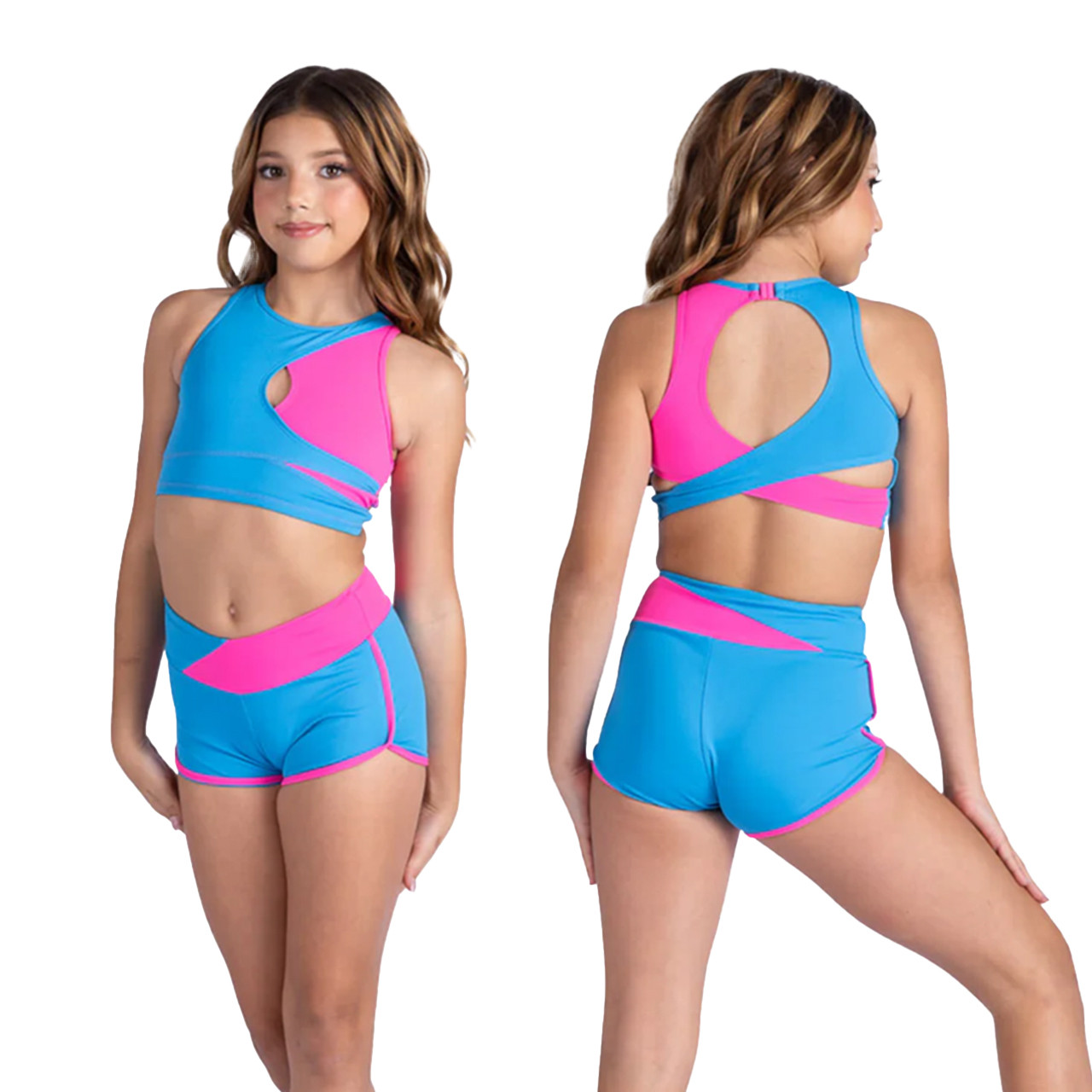 25300C Children's Lulu Two Tone Keyhole Crop Top - Lindens Dancewear