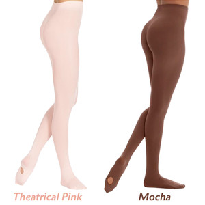 Capezio Ballet Pink Mesh Transition Tight with Mock Seam - Girls One Size