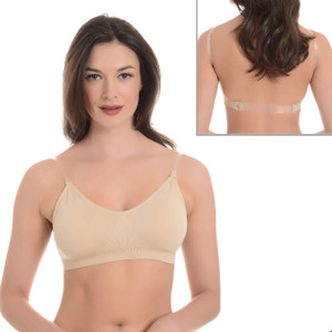 Womens Clear Back Bra with Cups - Undergarments, Energetiks AB29E