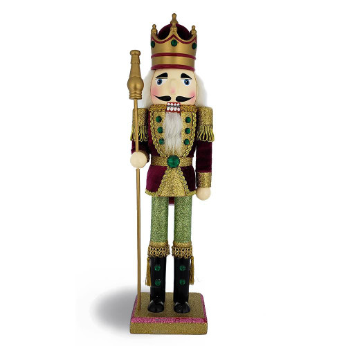 Nutcracker Ballet Gifts N1510-A 15" Nutcracker King in Maroon Jacket with Scepter