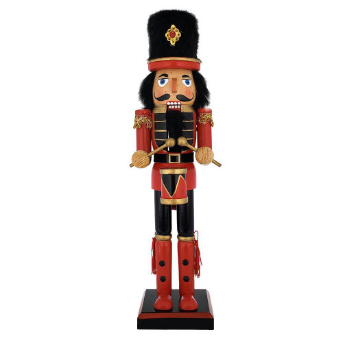 Nutcracker Ballet Gifts N1523 15" Soldier Nutcracker in Red with Fur Hat and Drum