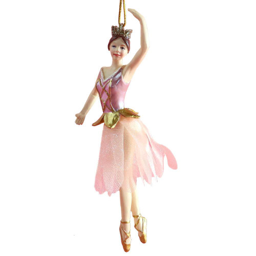 Nutcracker Ballet Gifts RES-011 Ballerina in Rose Gold with Fabric Tutu 4" Resin Ornament