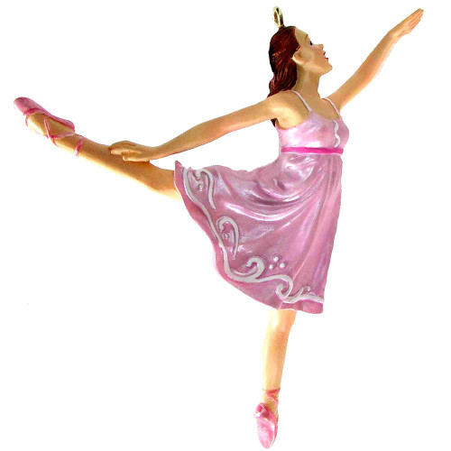 RES-009 Arabesque Ballerina in Pink Dress 4" Resin Ornament