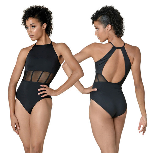 DanzNMotion 21105A High Neck Leotard with Sheer Waist DanzNMotion 21105A High Neck Leotard with Sheer Waist