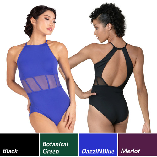 DanzNMotion 21105A High Neck Leotard with Sheer Waist