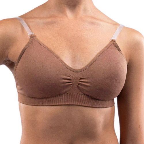 Silky Dance Bra with Removable Cups and Clear Back Strap Silky Dance Bra with Removable Cups and Clear Back Strap