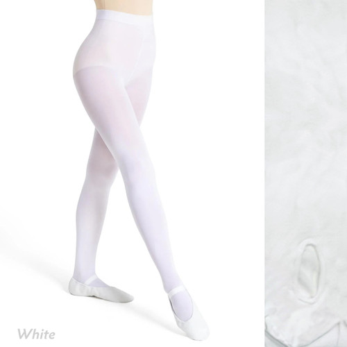 Capezio 1916C Children's Self Knit Waist Transition Tights - White Capezio 1916C Children's Self Knit Waist Transition Tights - White