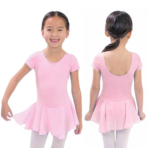 Basic Moves BM5492G Children's Cotton Short Sleeve Leotard with Attached Skirt