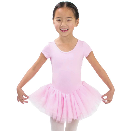 BM9440G Children's Short Sleeve Leotard with Attached Tutu Skirt and Cross Back