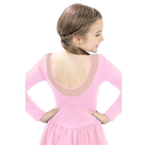 Basic Moves BM9457G Children's Long Sleeve Leotard with Attached Skirt and Mesh Detail