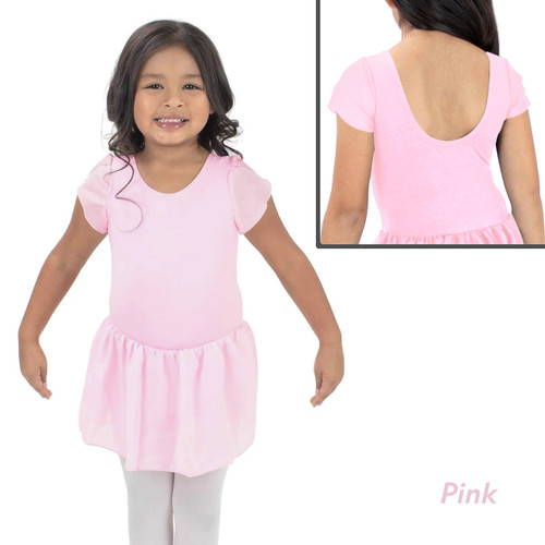 BM9066G Children's Tulip Sleeve Cotton Leotard with Attached Skirt