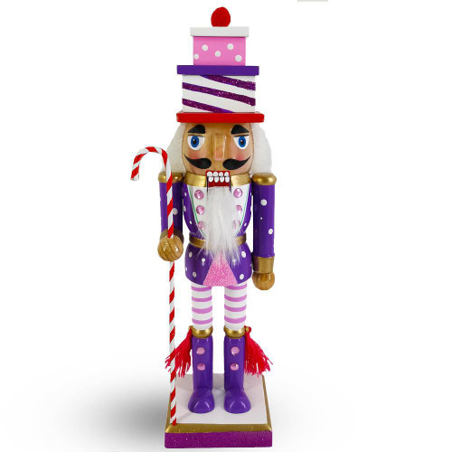 Nutcracker Ballet Gifts N1022-P 10" Pink and Purple Candy Cane Nutcracker