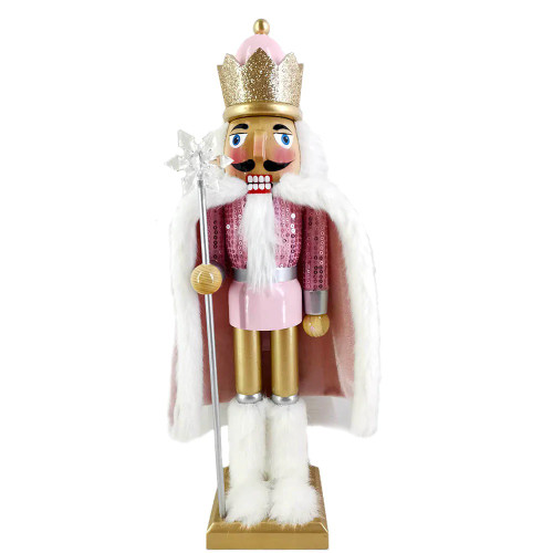 Nutcracker Ballet Gifts N1532 15" Nutcracker King with Pink Cape Sequin Vest and Faux Fur Boots