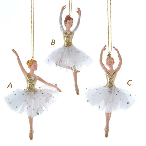 Kurt S. Adler E0653 6.5" Golden Elegance Resin Ballerina Ornament