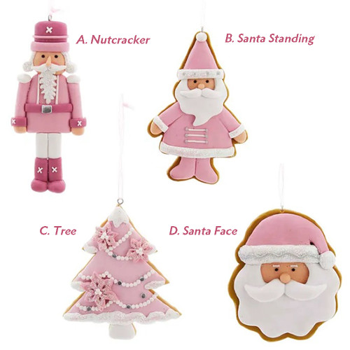 Kurt S. Adler T2876 5" Pink and White ClayDough Holiday Ornaments