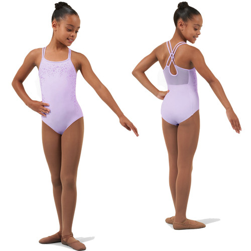 Child Intermediate (6X-7) Bloch CL6697 Cross Back Camisole Leotard with Vining Floral Print Detail