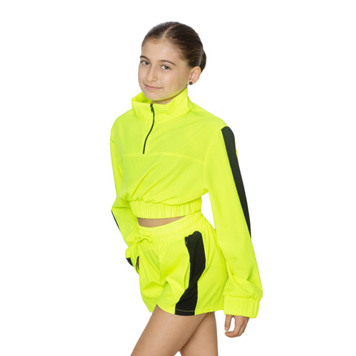 Child Intermediate (6) Daroch Action Crop Jacket - Neon Yellow