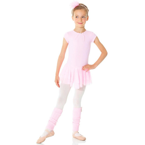 Child Intermediate (6x-7) Mondor 26140 Short Sleeve Leotard with Super Soft Attached Tutu Skirt