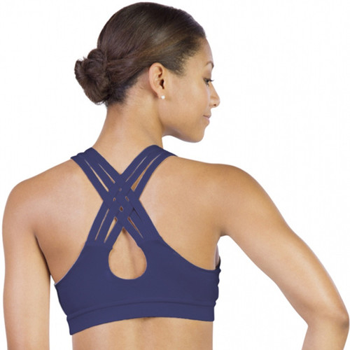 Adult X-Small Covalent Activewear 9023 Braided Bra Top - Navy