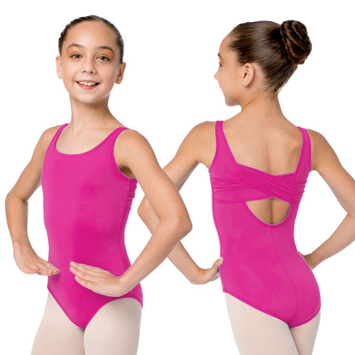 Child Large (12-14) So Danca SL125 Marli Leotard with Crossed Back Panels - Dark Pink