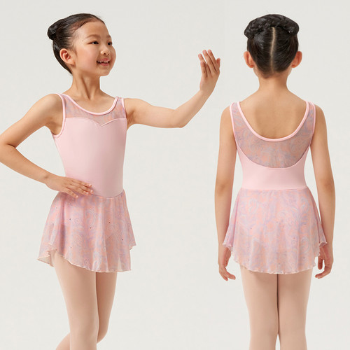 Mirella M1086C Children's Tank Leotard with Attached Paisley Print Skirt