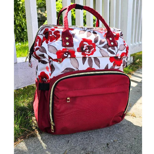 Chic Ballet CHIC303 Crimson Floral Essentials Backpack Dance Bag