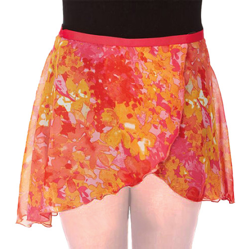 Adult One Size 4481CR 14" Floral Coral Print Wrap Ballet Skirt