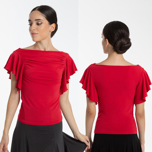 Intermezzo 6236 Latin Ballroom Dance Top with Ruffle Short Sleeve