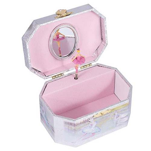 Broadway Gifts Co. JB010 Silver and Pink Swan Lake - Ballerina Music Jewelry Box