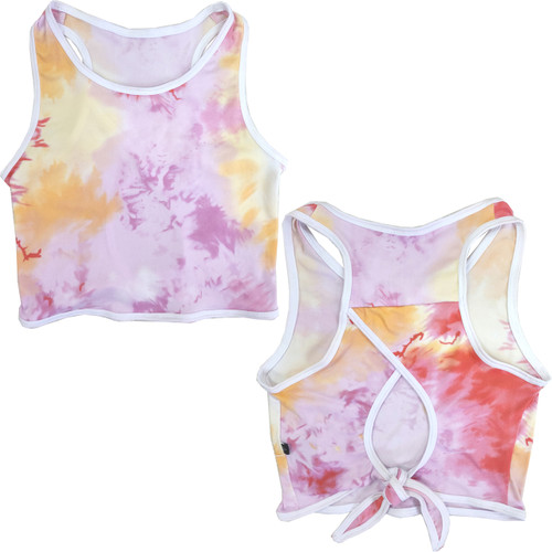 Child Large (10) Daroch Force Crop Top with Tie Back - Tie Dye