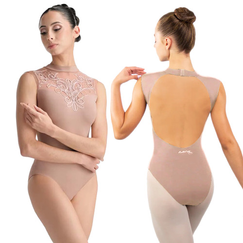 Adult Medium Ballet Rosa 1156 Paris High Neck Leotard with Corded Embroidery
