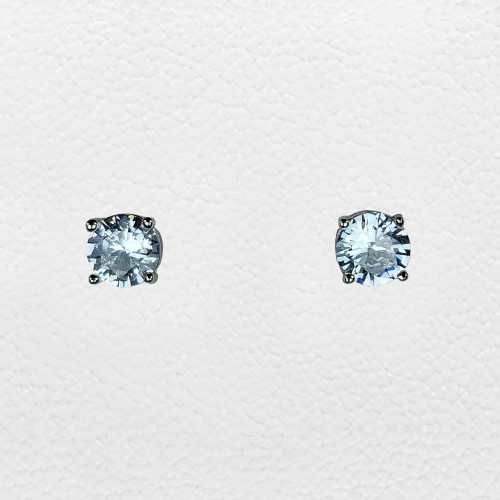 It's A Dusey! PE4693 6mm Cubic Zirconia Rhodium Stud Earrings