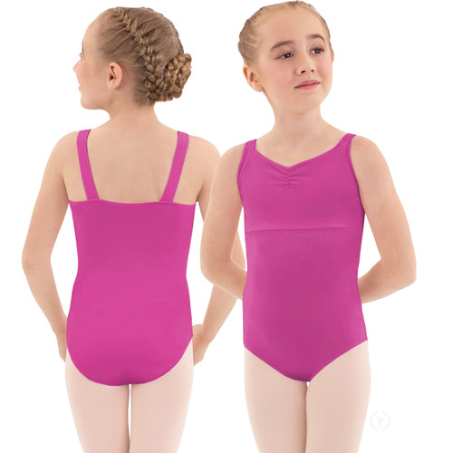 Eurotard 44922C Children's Pinch Front Slim Strap Tank Leotard - Fuchsia