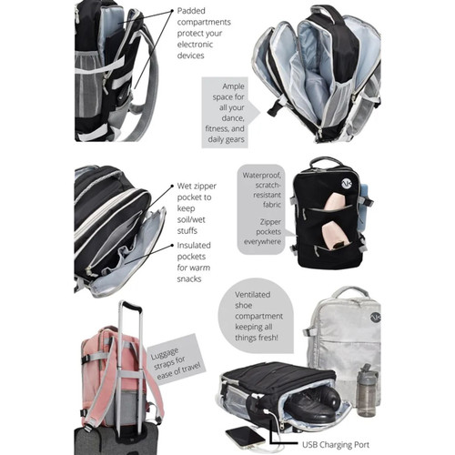 A2111 AK Multi-Purpose Backpack Dance Bag with 14 Compartments - Red