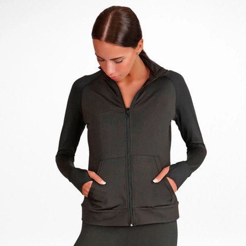 Silky Dance Children's Long Sleeve Zip Front Activewear Jacket with Thumbholes Silky Dance Children's Long Sleeve Zip Front Activewear Jacket with Thumbholes