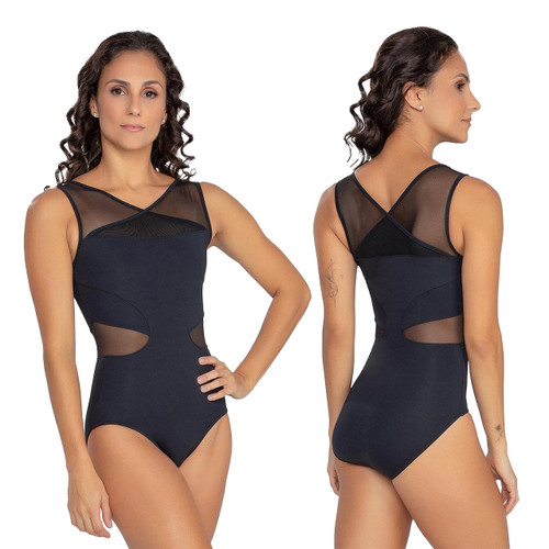 So Danca BY01 Be You Zaya Tank Leotard with Mesh Details - Black