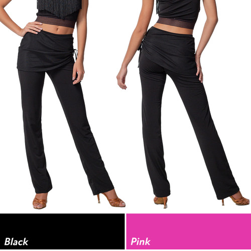 Dance Me BRL399 Ballroom Dance Practice Pants with Adjustable Skirt Overlay