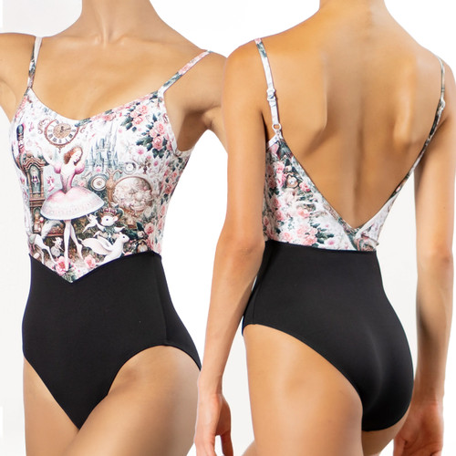Danse De Paris L0122L Demi Jardin Nutcracker 25 Ebony Camisole Leotard with Festive Bodice