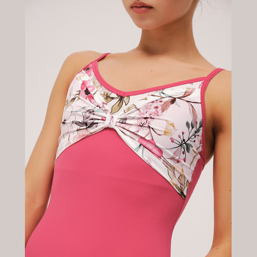 Adult XX-Small Regina Camisole Leotard with Gathered Floral Front - Art Deco